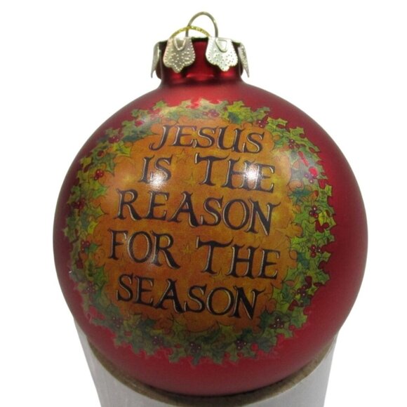 Jesus Is The Reason For The Season Red Christmas Ornament EUC - Picture 3 of 10
